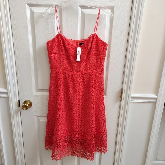J Crew J. Crew Daisy Lace Overlay Double Lined Midi Dress in Smoky Coral 8